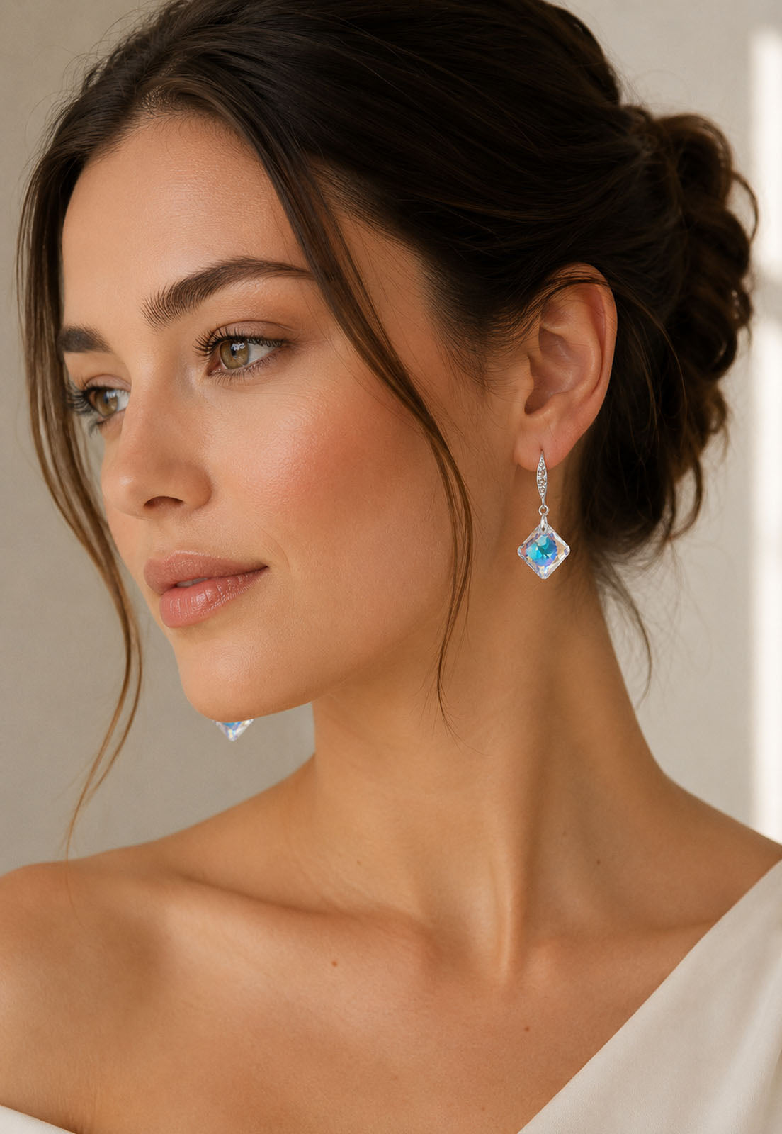 Aros Gran Cristina Plata 925 Cristal Swarovski® Aurora Boreal