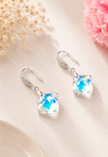 Aros Gran Cristina Plata 925 Cristal Swarovski® Aurora Boreal
