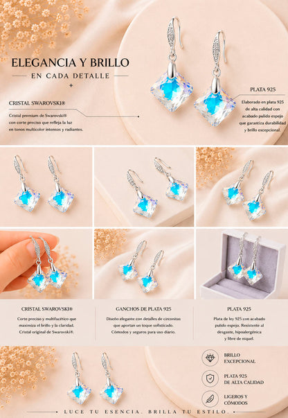 Aros Gran Cristina Plata 925 Cristal Swarovski® Aurora Boreal
