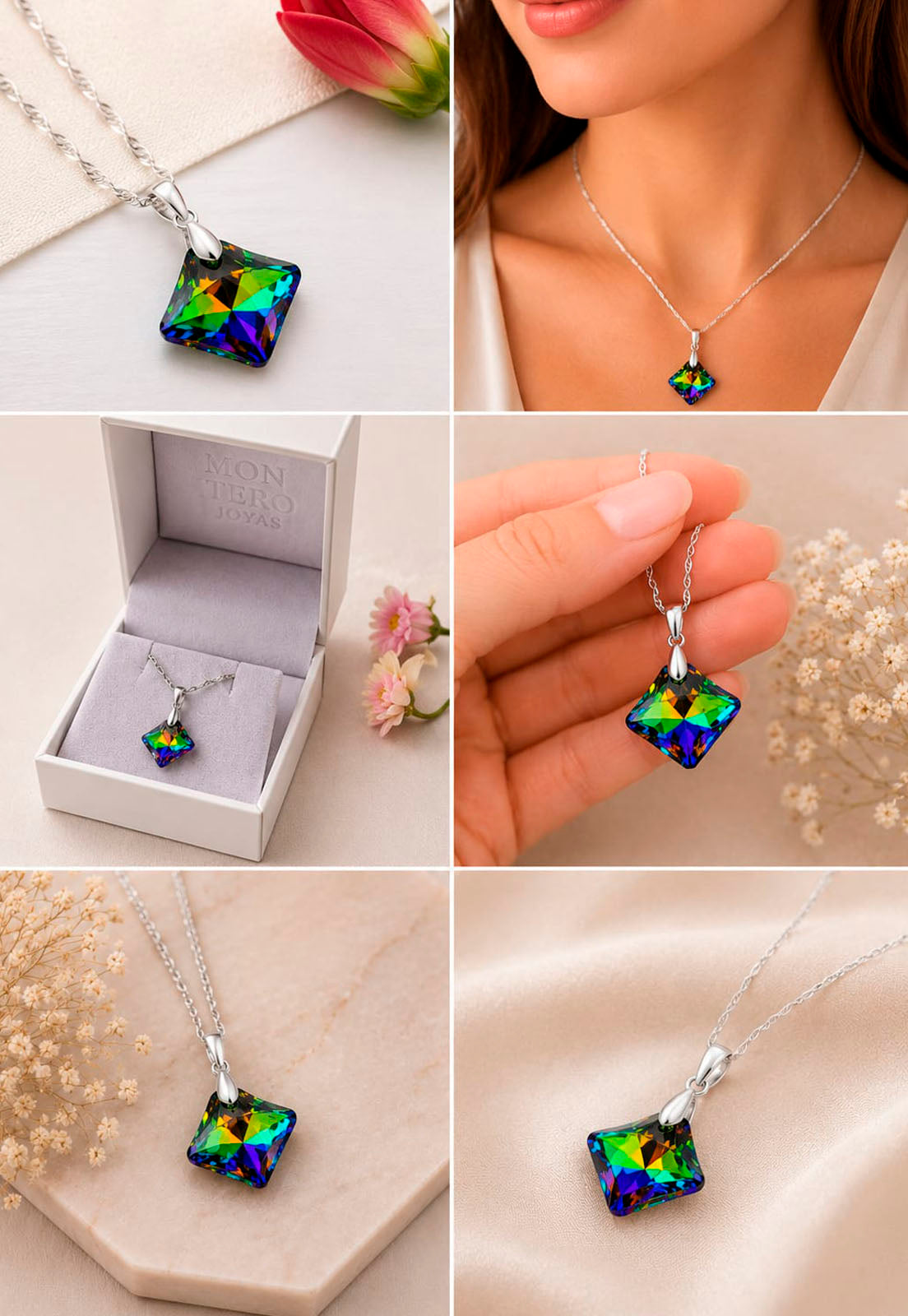 Collar Cristina Plata 925 Cristal Swarovski® Vitral Medium