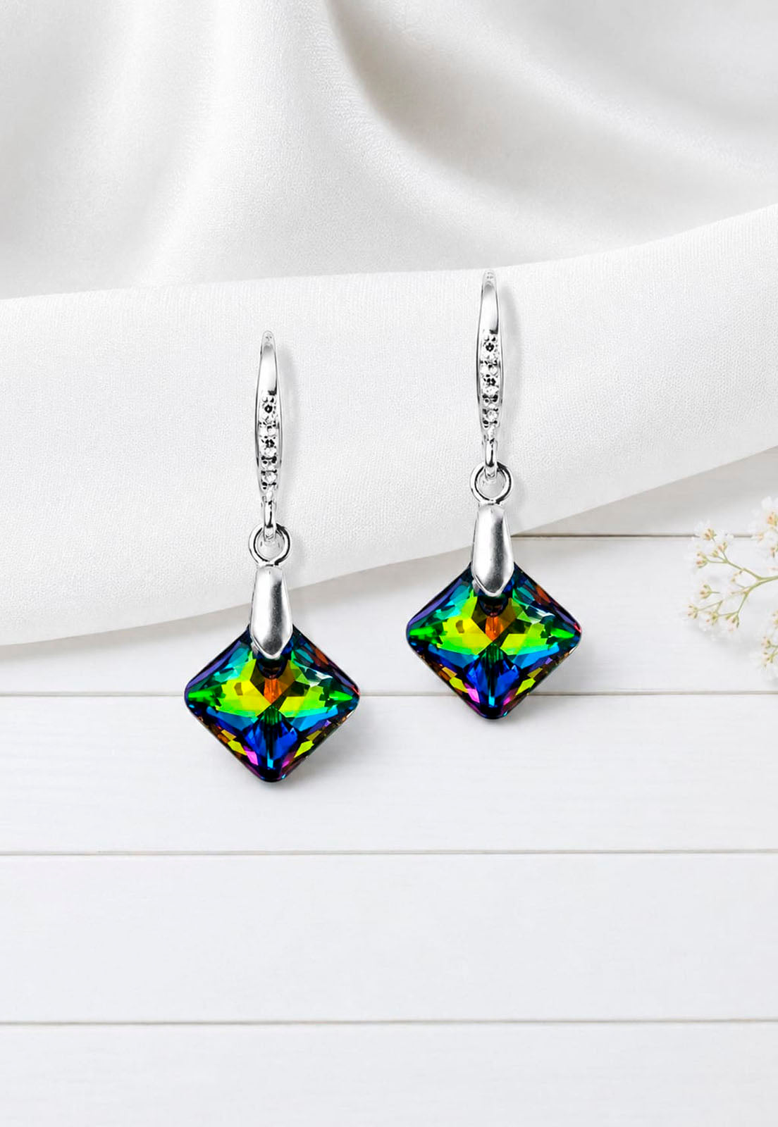 Aros Cristina Plata 925 Cristal Swarovski® Vitral Medium
