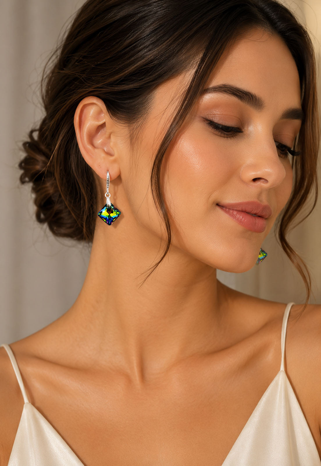 Aros Cristina Plata 925 Cristal Swarovski® Vitral Medium
