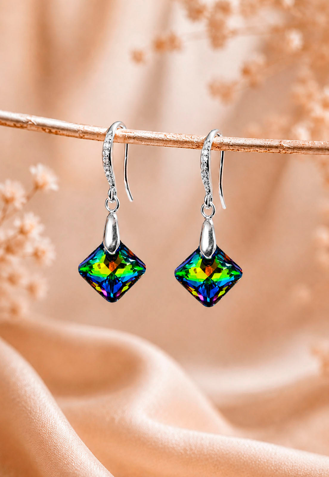 Aros Cristina Plata 925 Cristal Swarovski® Vitral Medium