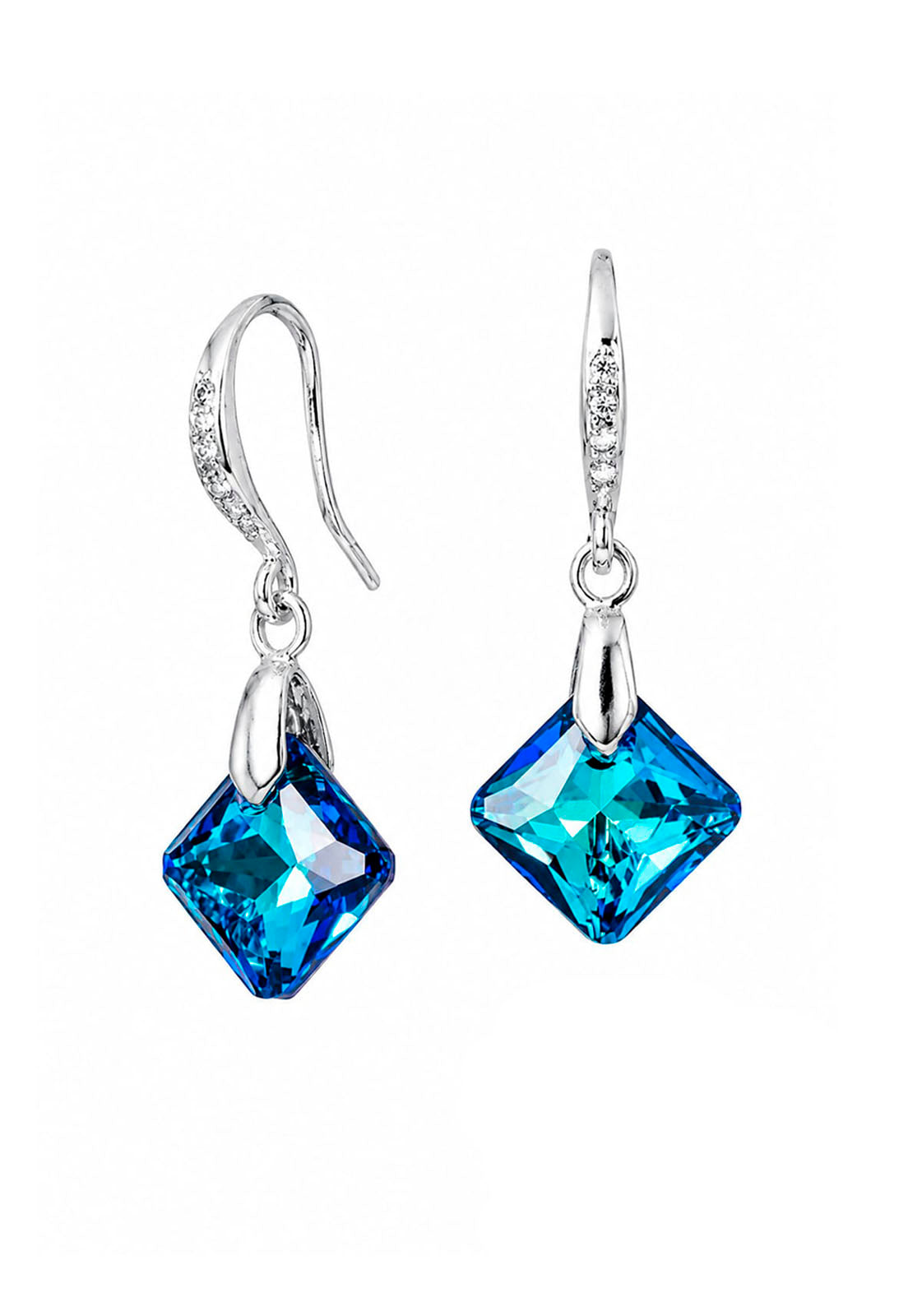 Aros Cristina Plata 925 Cristal Swarovski® Bermuda Blue