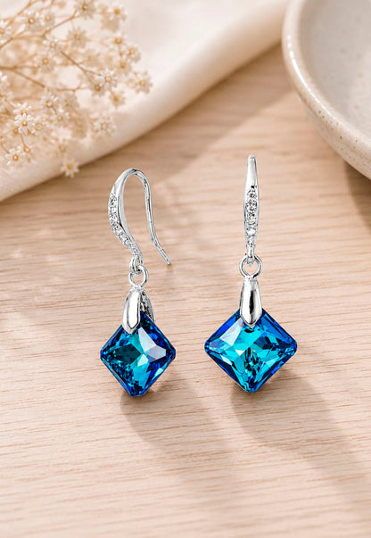 Aros Cristina Plata 925 Cristal Swarovski® Bermuda Blue
