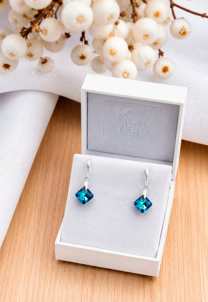Aros Cristina Plata 925 Cristal Swarovski® Bermuda Blue