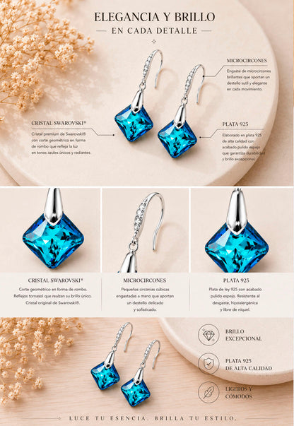 Aros Cristina Plata 925 Cristal Swarovski® Bermuda Blue