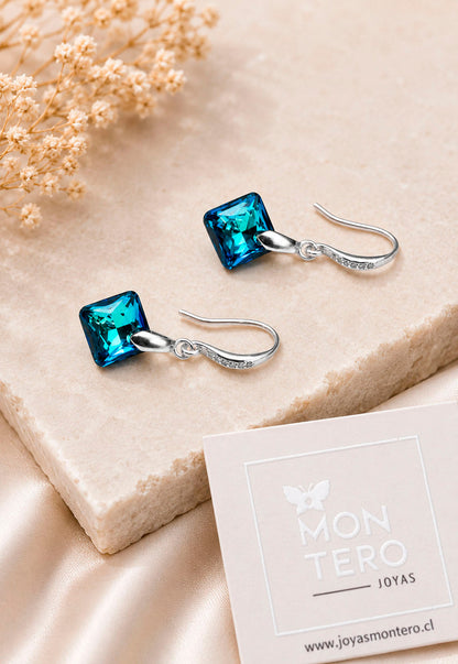 Aros Cristina Plata 925 Cristal Swarovski® Bermuda Blue