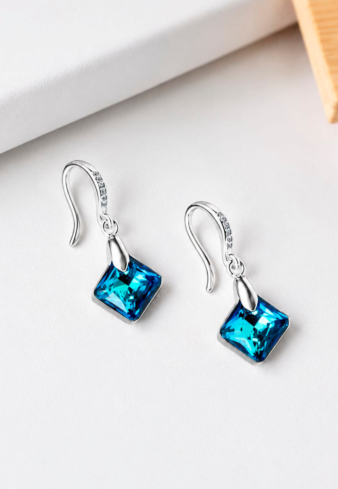 Aros Cristina Plata 925 Cristal Swarovski® Bermuda Blue