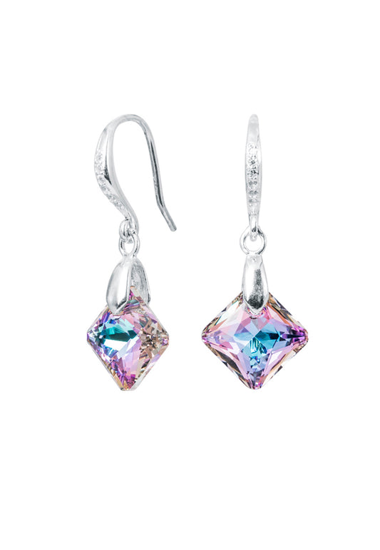 Aros Cristina Plata Italiana 925 y Cristales Genuinos Vitral Light