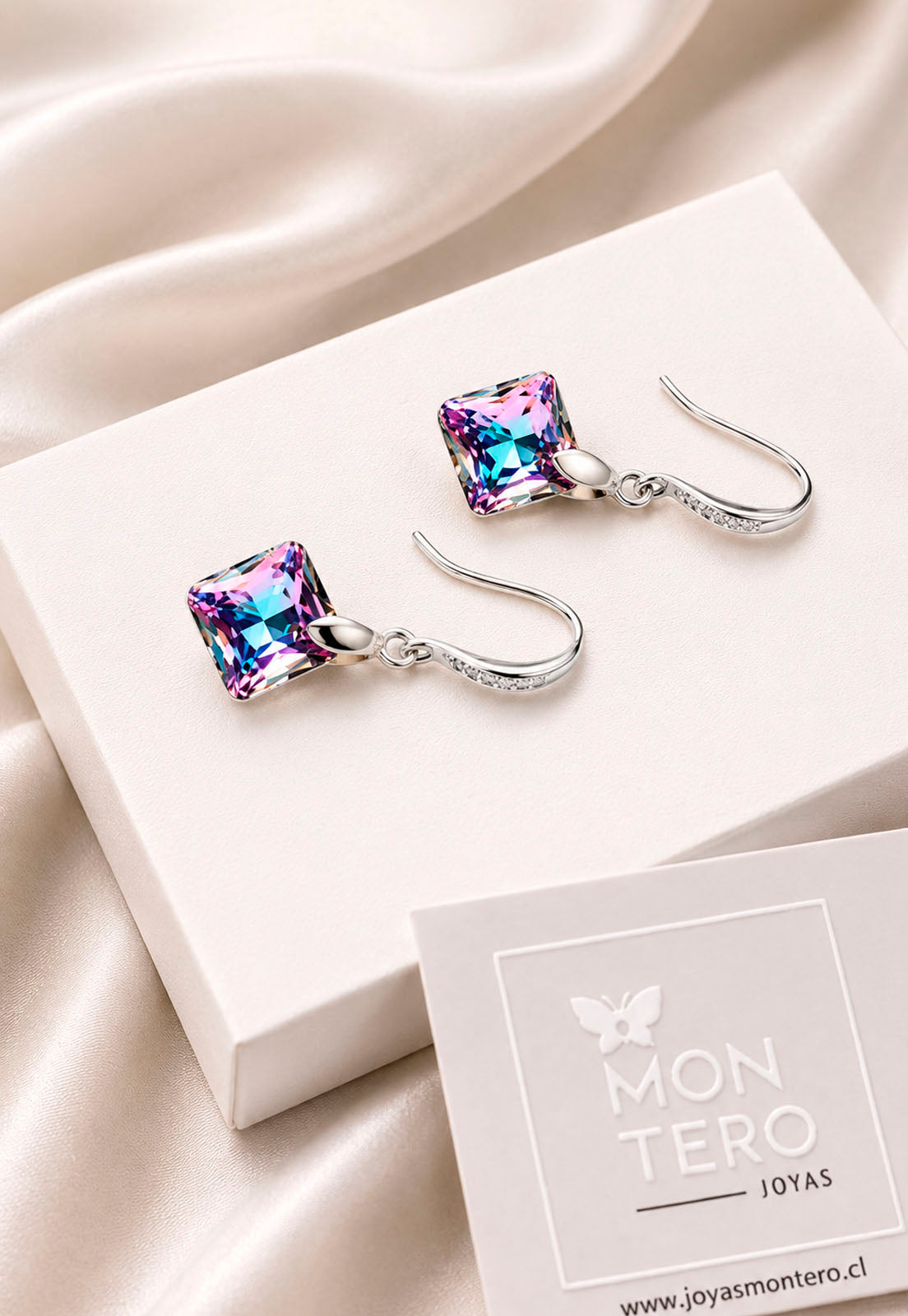 Aros Cristina Plata 925 Cristal Swarovski®Vitral Light