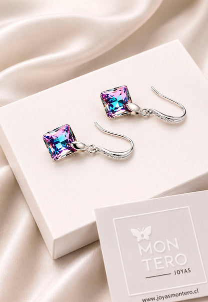 Aros Cristina Plata 925 Cristal Swarovski®Vitral Light