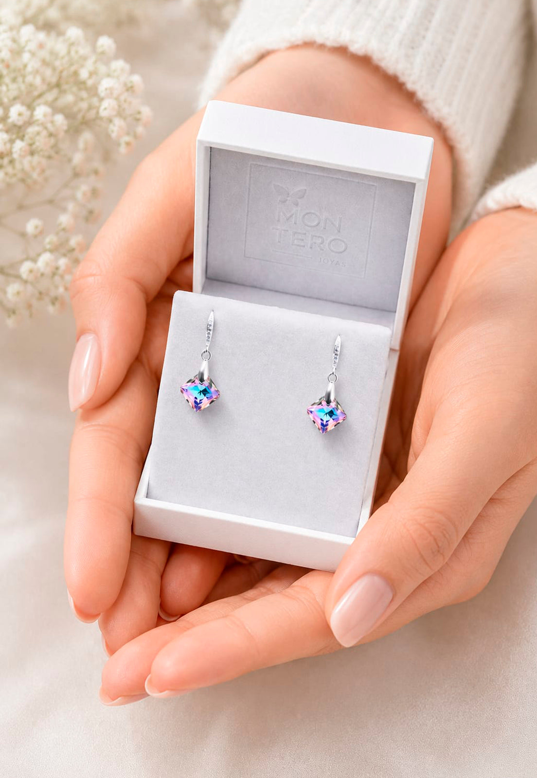 Aros Cristina Plata 925 Cristal Swarovski®Vitral Light