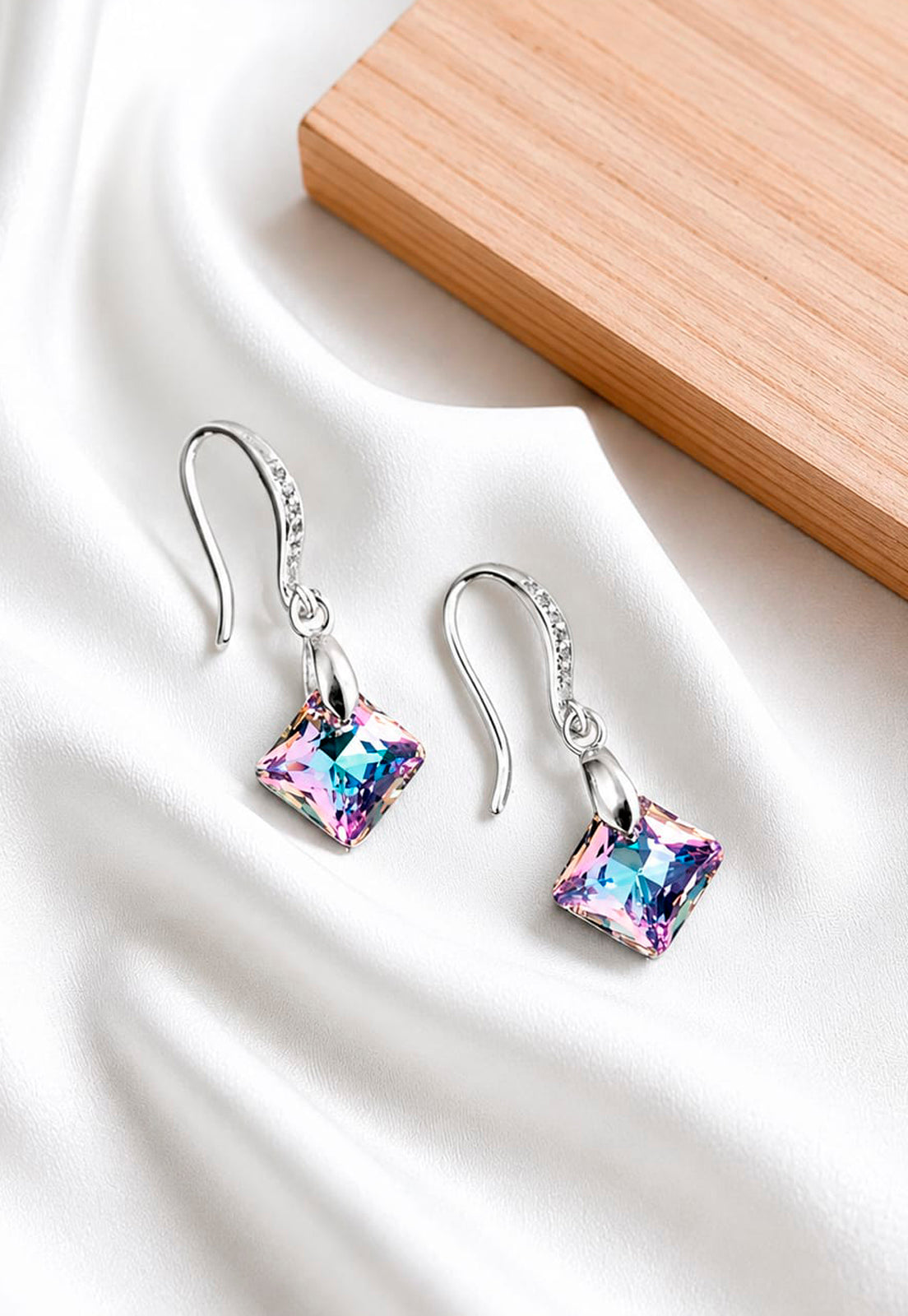 Aros Cristina Plata 925 Cristal Swarovski®Vitral Light
