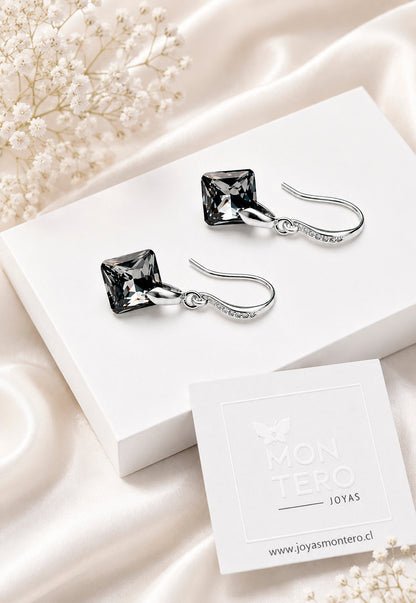 Aros Cristina Plata 925 Cristal Swarovski® Silver Night