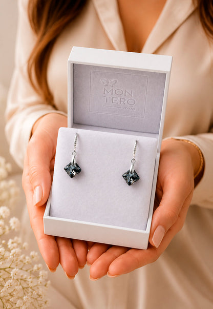 Aros Cristina Plata 925 Cristal Swarovski® Silver Night