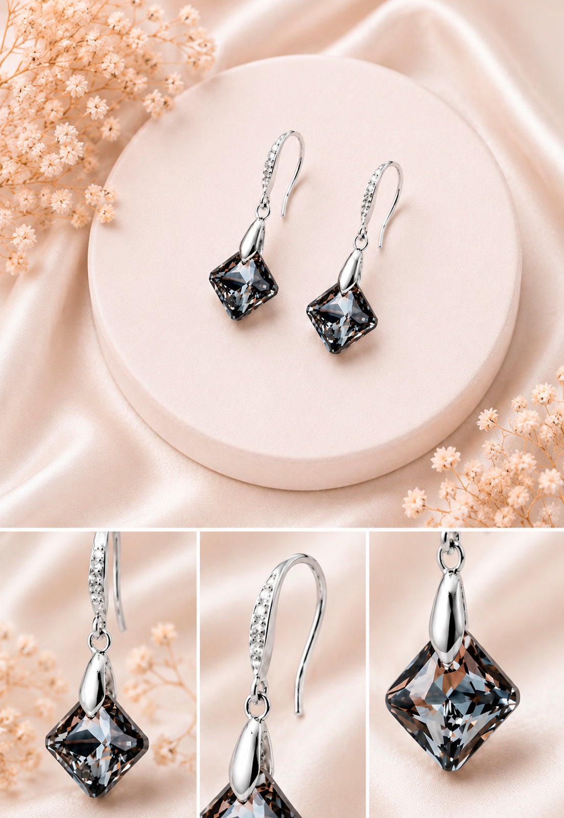 Aros Cristina Plata 925 Cristal Swarovski® Silver Night