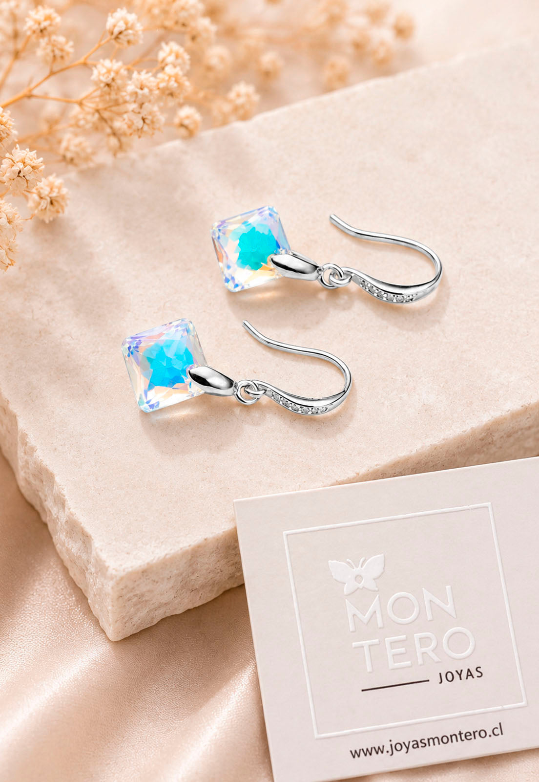 Aros Cristina Plata 925 Cristal Swarovski® Aurora Boreal