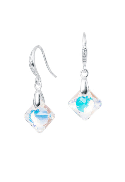 Aros Cristina Plata Italiana 925 y Cristales Genuinos Aurora Boreal