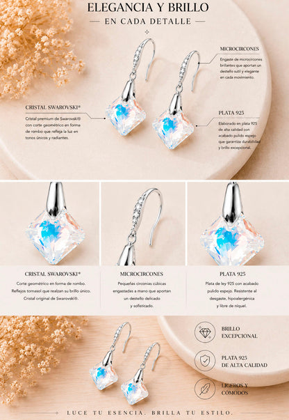 Aros Cristina Plata 925 Cristal Swarovski® Aurora Boreal
