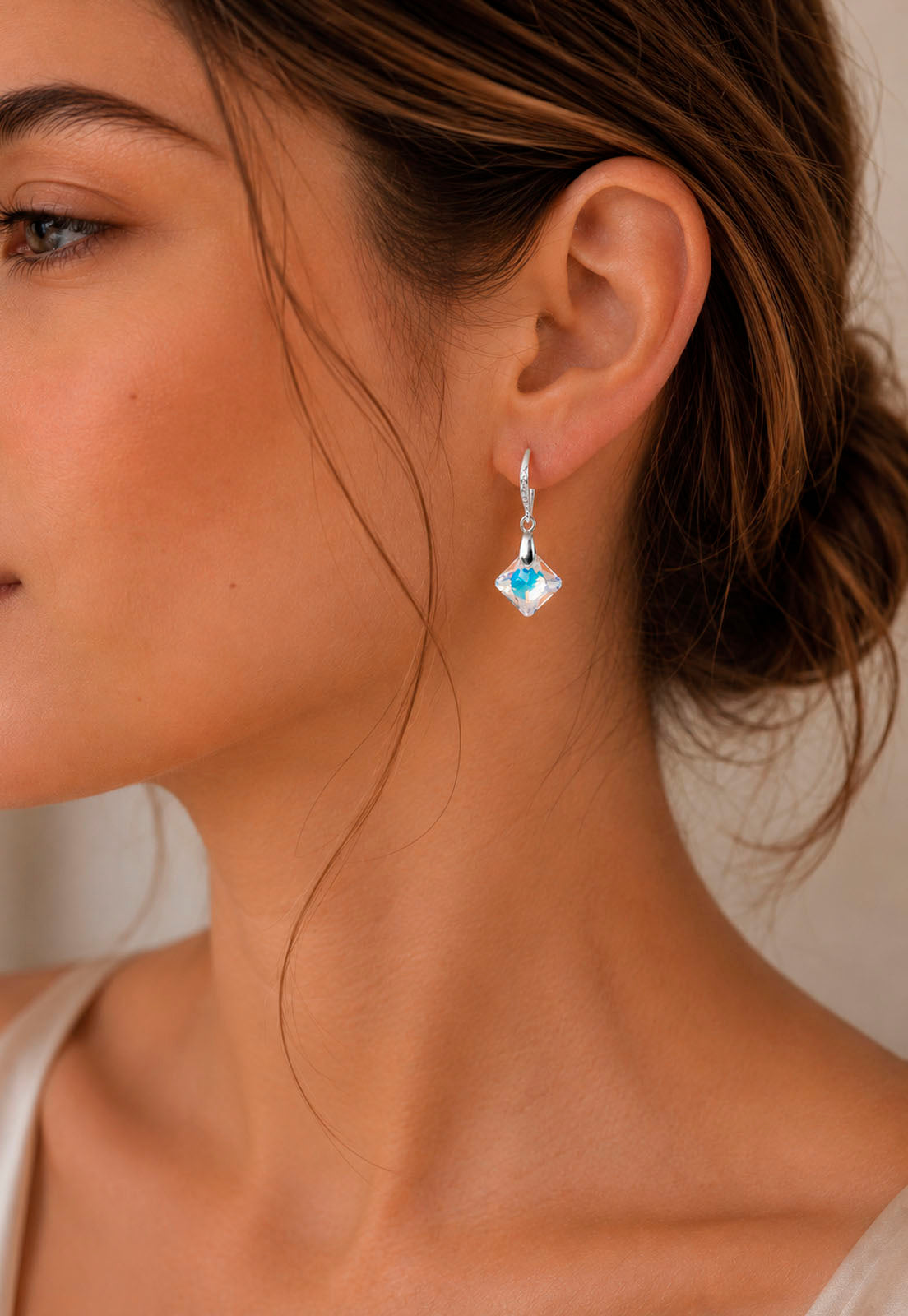Aros Cristina Plata 925 Cristal Swarovski® Aurora Boreal