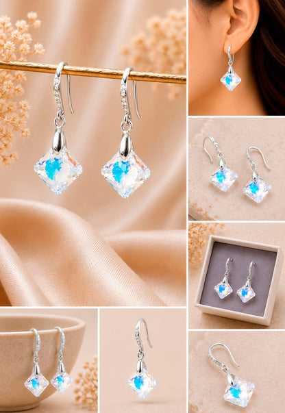 Aros Cristina Plata 925 Cristal Swarovski® Aurora Boreal