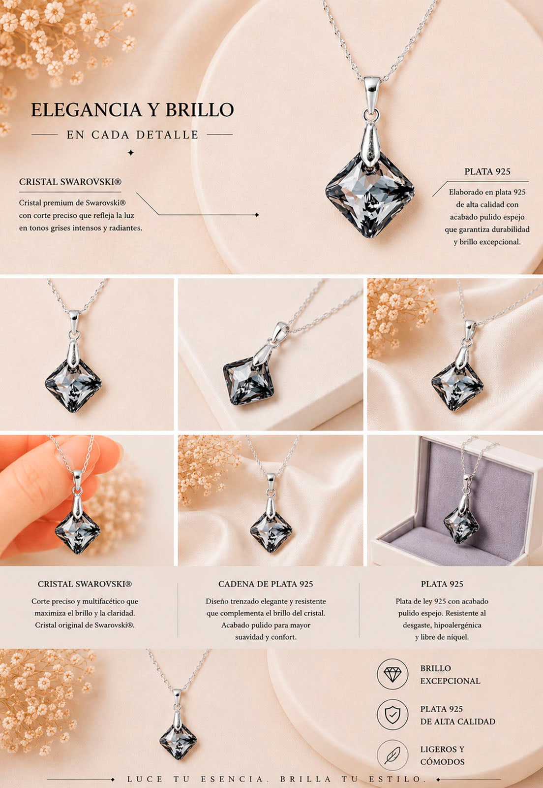 Collar Cristina Plata 925 Cristal Swarovski® Silver Night