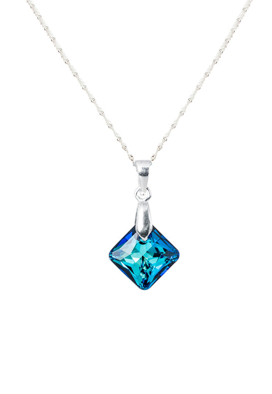 Collar Cristina Plata 925 Cristal Genuino Bermuda Blue