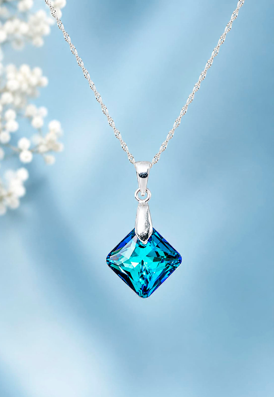 Collar Cristina Plata 925 Cristal Swarovski® Bermuda Blue