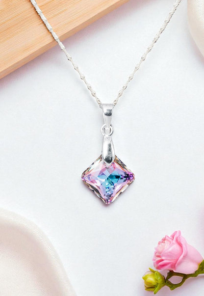 Collar Cristina Plata 925 Cristal Genuino Vitral Light