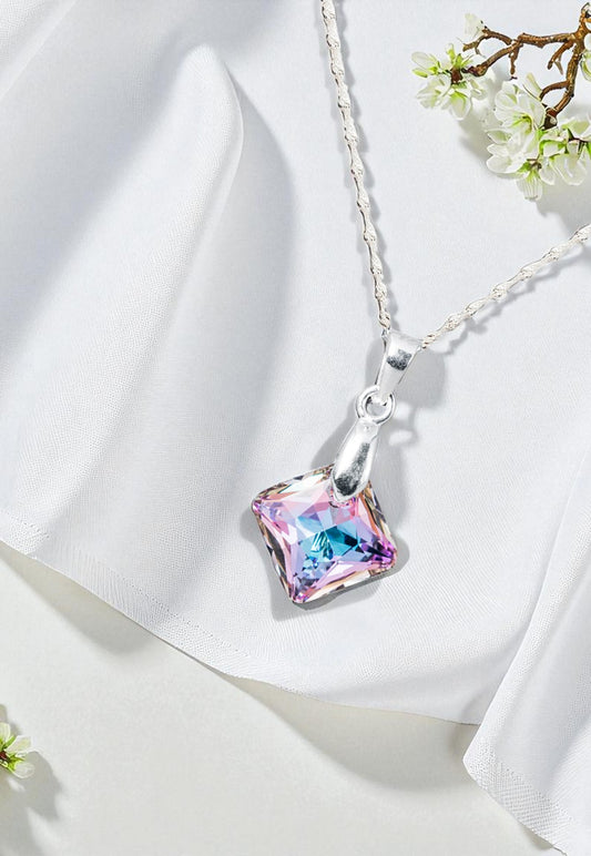 Collar Cristina Plata 925 Cristal Genuino Vitral Light