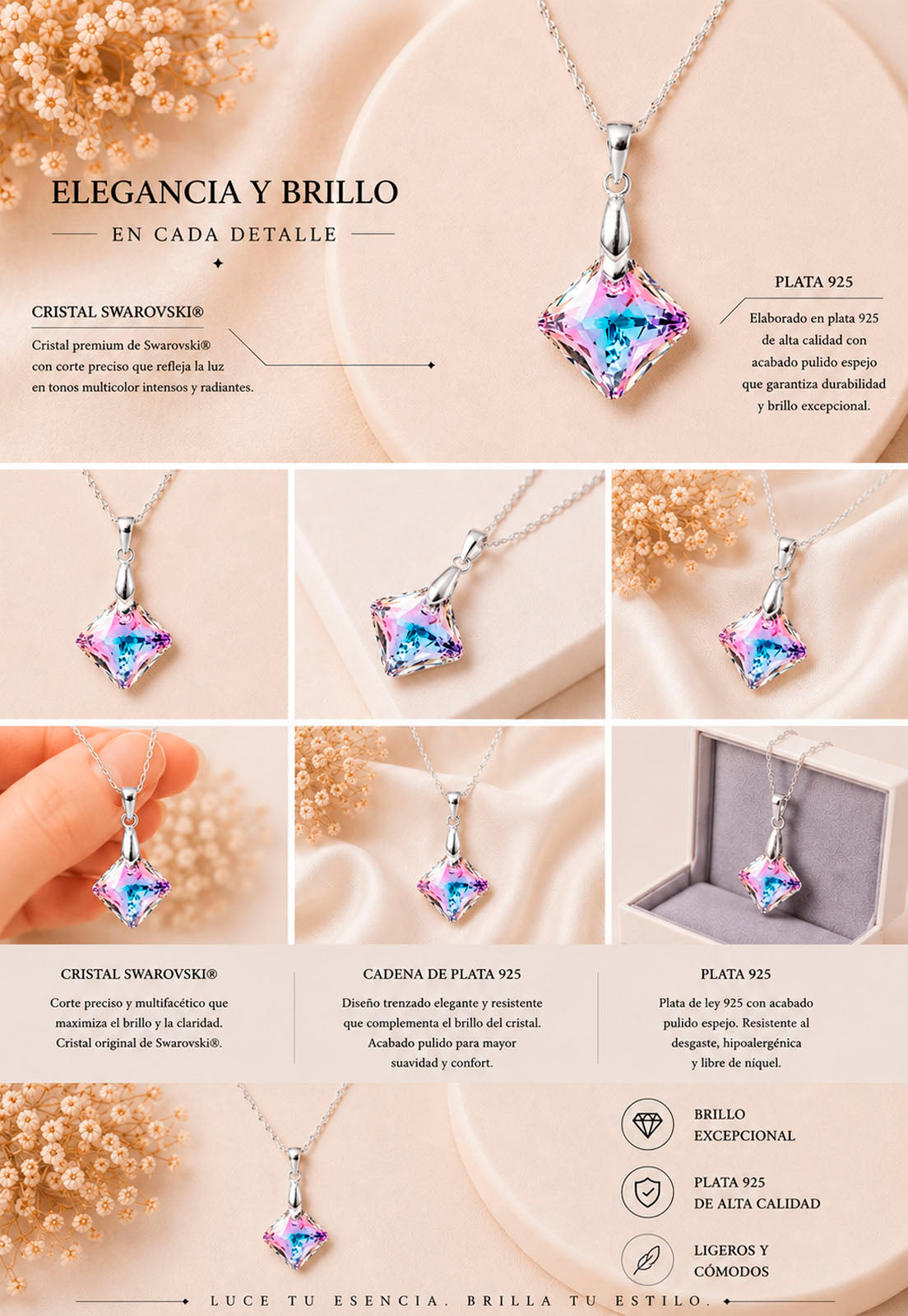 Collar Cristina Plata 925 Cristal Swarovski® Vitral Light
