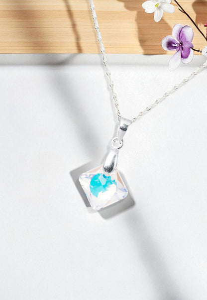 Collar Cristina Plata 925 Cristal Genuino Aurora  Boreal