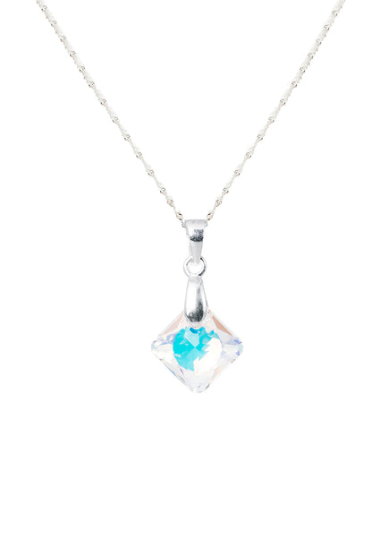 Collar Cristina Plata 925 Cristal Genuino Aurora  Boreal
