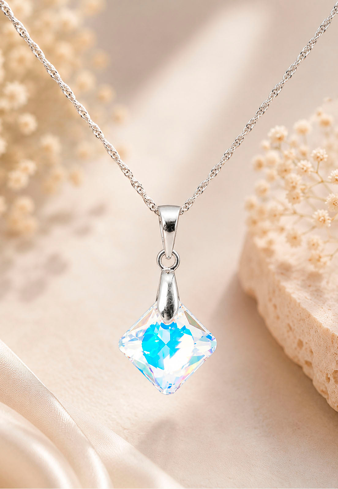 Collar Cristina Plata 925 Cristal Swarovski® Aurora  Boreal