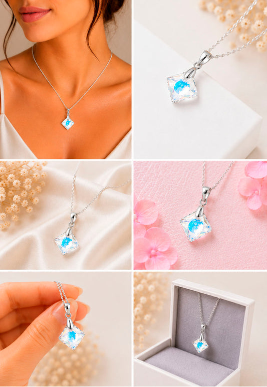Collar Cristina Plata 925 Cristal Swarovski® Aurora  Boreal