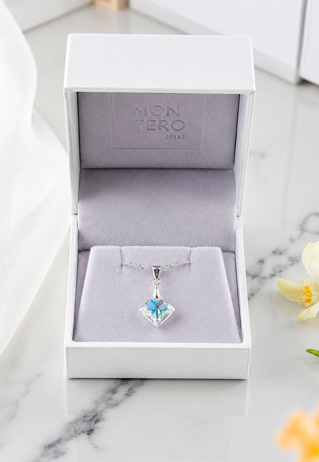 Collar Cristina Plata 925 Cristal Swarovski® Aurora  Boreal
