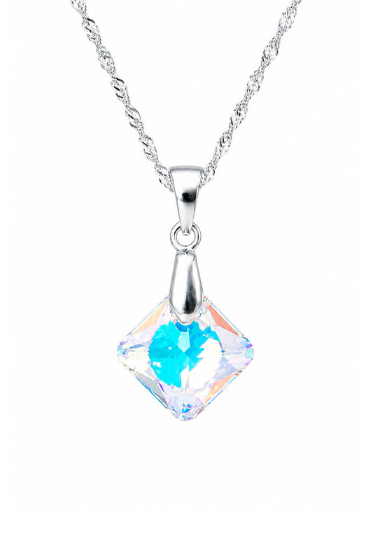 Collar Gran Cristina Plata 925 Cristal Swarovski® Aurora Boreal