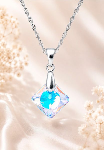 Collar Gran Cristina Plata 925 Cristal Swarovski® Aurora Boreal