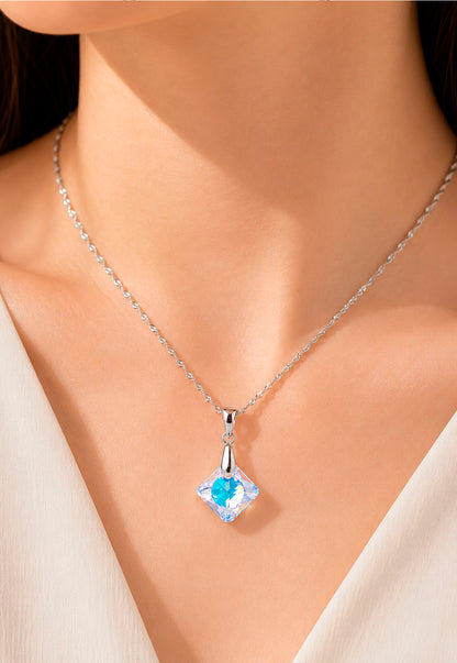 Collar Gran Cristina Plata 925 Cristal Swarovski® Aurora Boreal