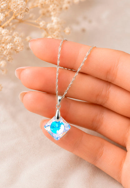 Collar Gran Cristina Plata 925 Cristal Swarovski® Aurora Boreal