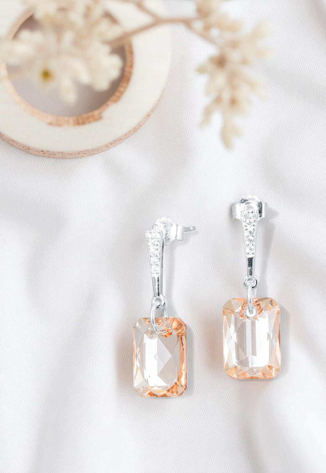 Aros Estefanía Plata 925 Cristal Genuino Golden Shadow