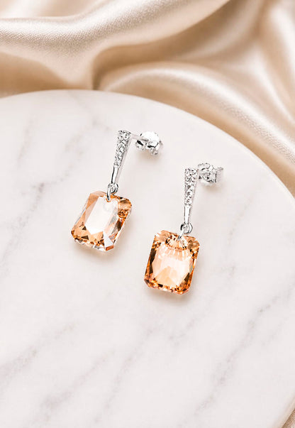 Aros Estefanía Plata 925 Cristal Swarovski® Golden Shadow