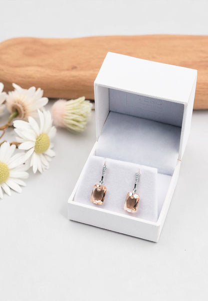 Aros Estefanía Plata 925 Cristal Genuino Golden Shadow