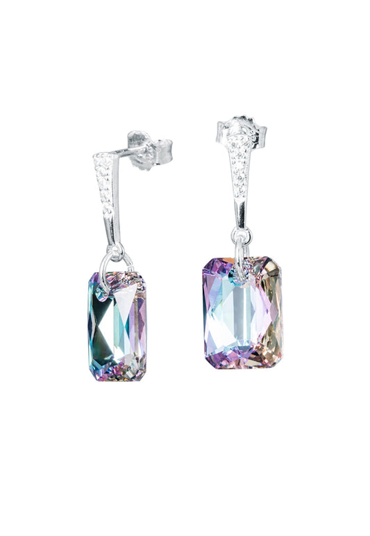 Aros Estefanía Plata 925 Cristal Genuino Vitral Light