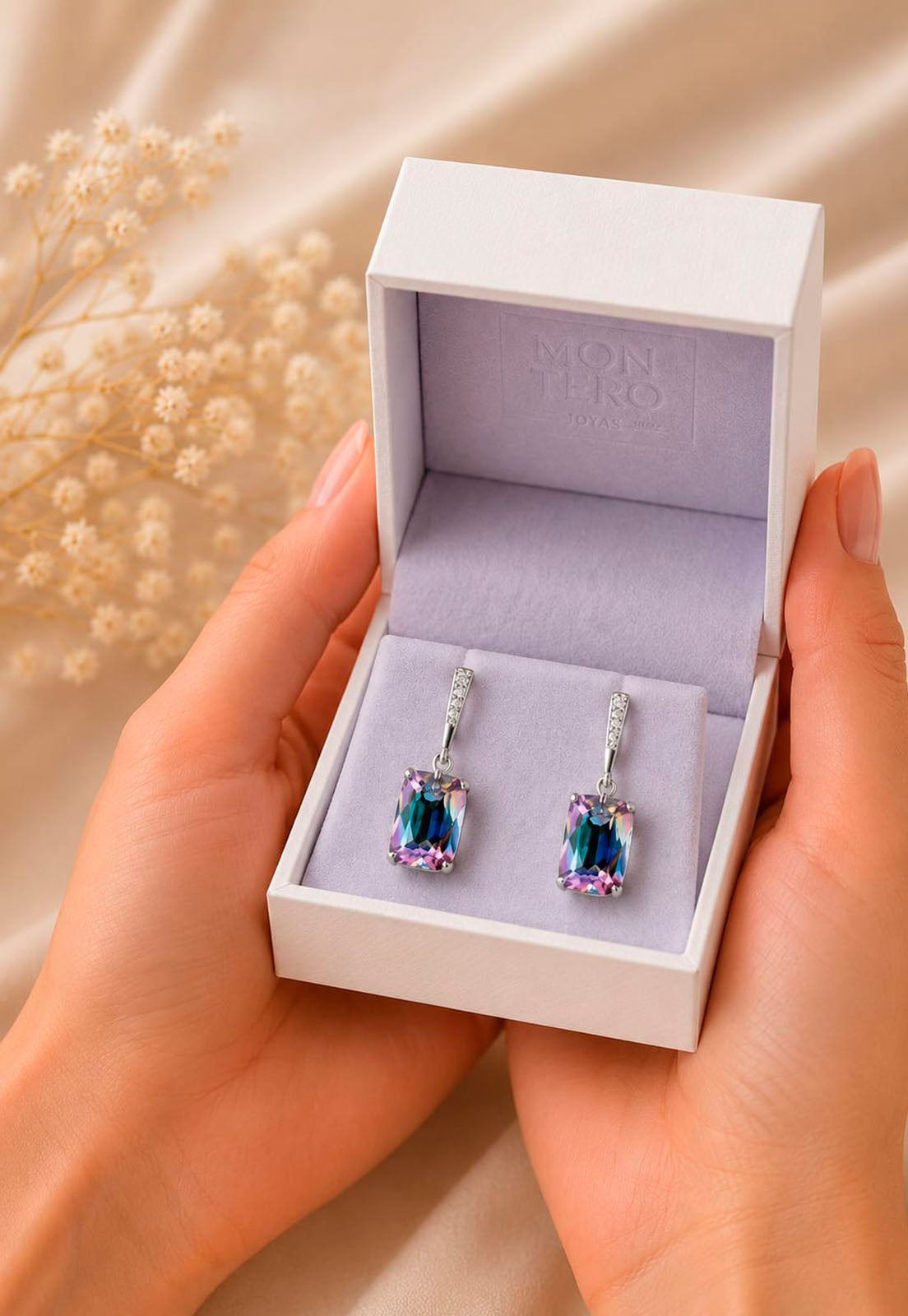 Aros Estefanía Plata 925 Cristal Swarovski® Vitral Light