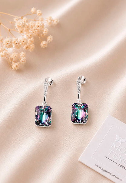 Aros Estefanía Plata 925 Cristal Swarovski® Vitral Light
