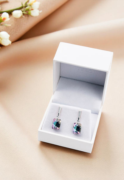 Aros Estefanía Plata 925 Cristal Genuino Vitral Light