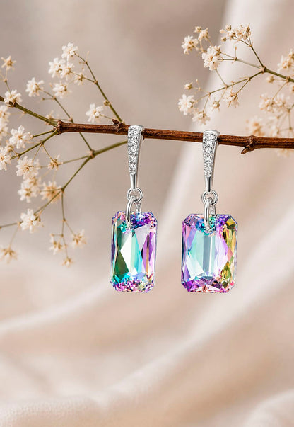 Aros Estefanía Plata 925 Cristal Swarovski® Vitral Light