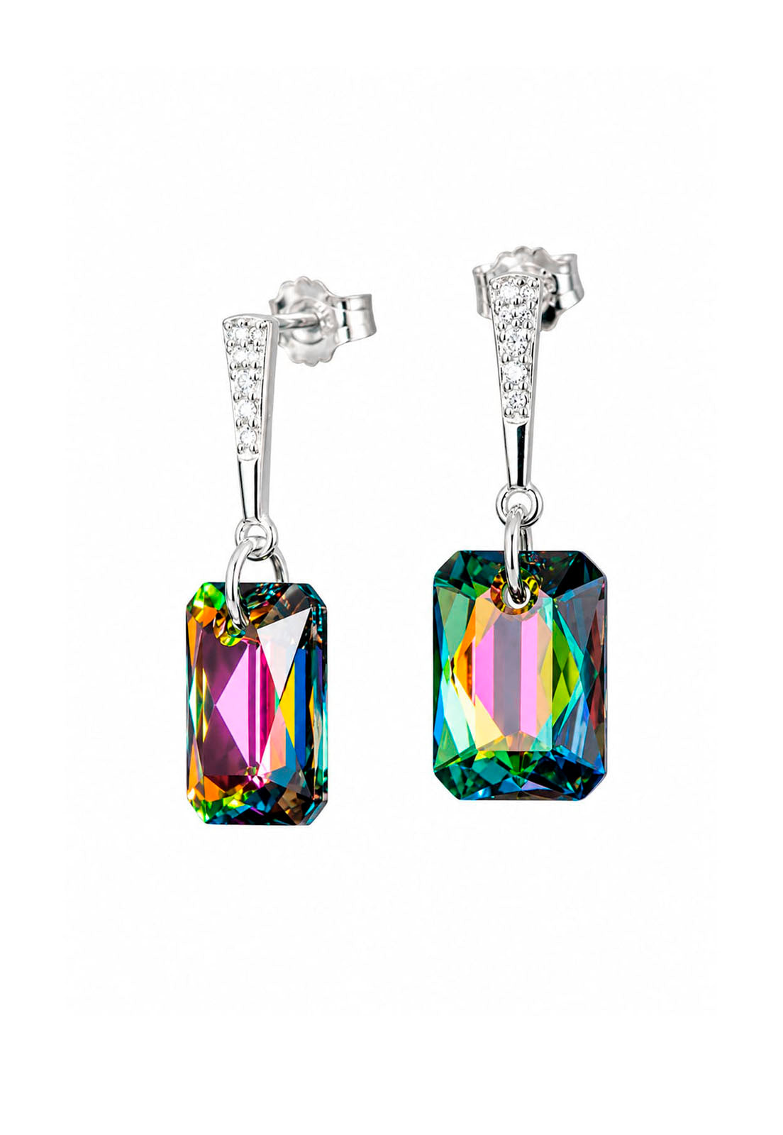 Aros Estefania Plata 925 Cristal Swarovski® Vitral Medium